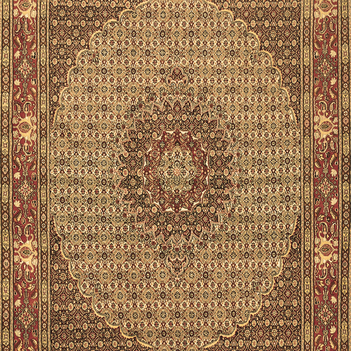 Machine Washable Medallion Brown Traditional Rug, wshtr957brn