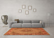 Machine Washable Medallion Orange Traditional Area Rugs in a Living Room, wshtr957org