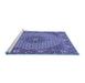 Sideview of Machine Washable Medallion Blue Traditional Rug, wshtr957blu