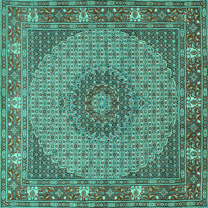 Square Medallion Turquoise Traditional Rug, tr957turq