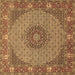 Square Machine Washable Medallion Brown Traditional Rug, wshtr957brn