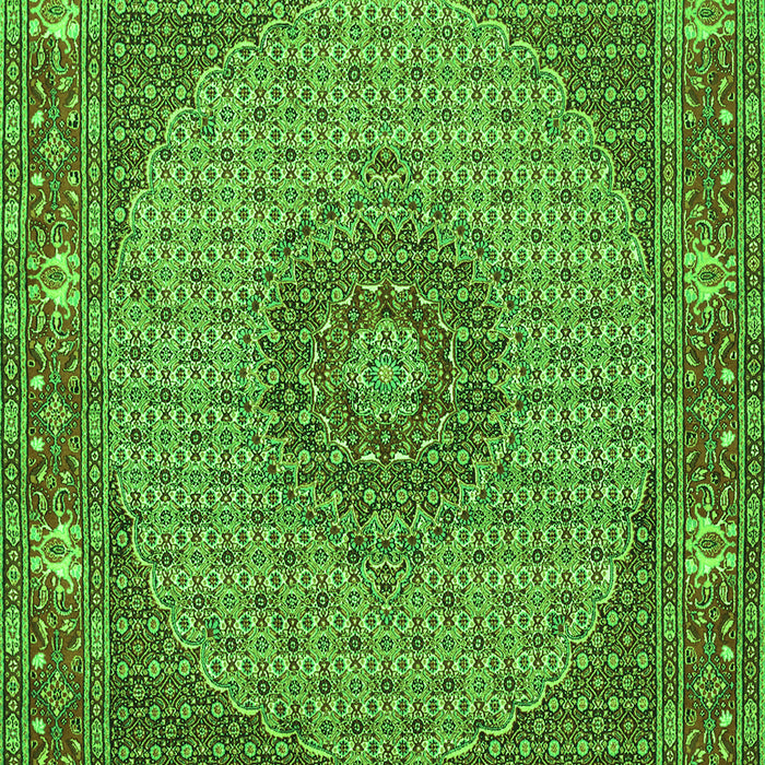 Serging Thickness of Machine Washable Medallion Green Traditional Area Rugs, wshtr957grn