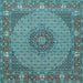 Square Medallion Light Blue Traditional Rug, tr957lblu