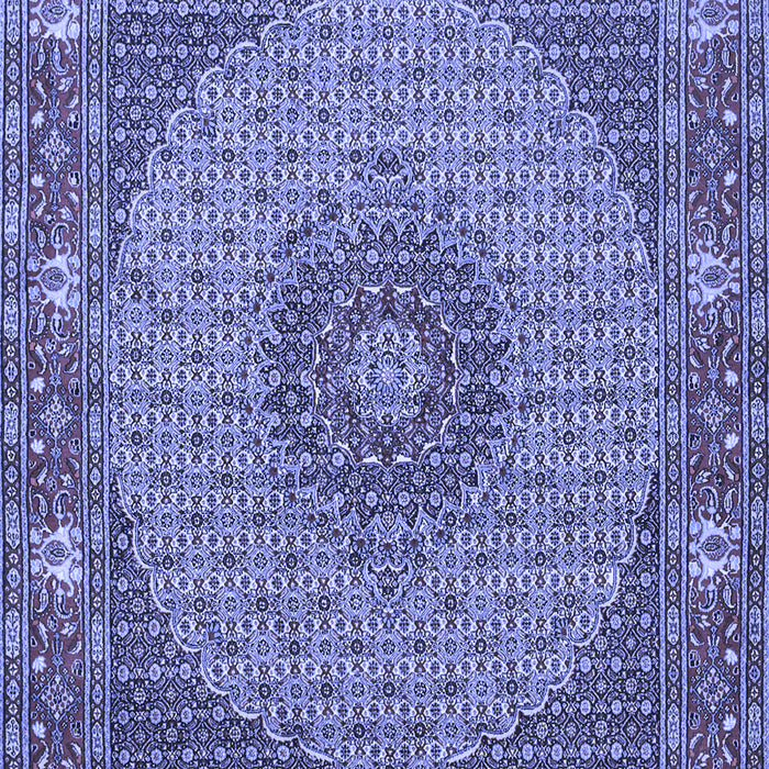 Machine Washable Medallion Blue Traditional Rug, wshtr957blu