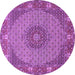 Round Machine Washable Medallion Purple Traditional Area Rugs, wshtr957pur