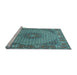 Sideview of Machine Washable Medallion Light Blue Traditional Rug, wshtr957lblu