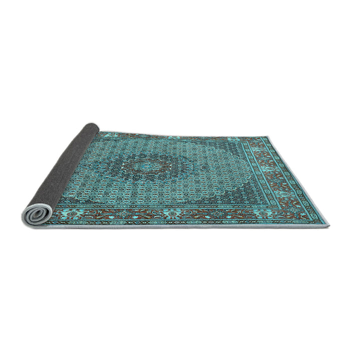 Sideview of Medallion Light Blue Traditional Rug, tr957lblu