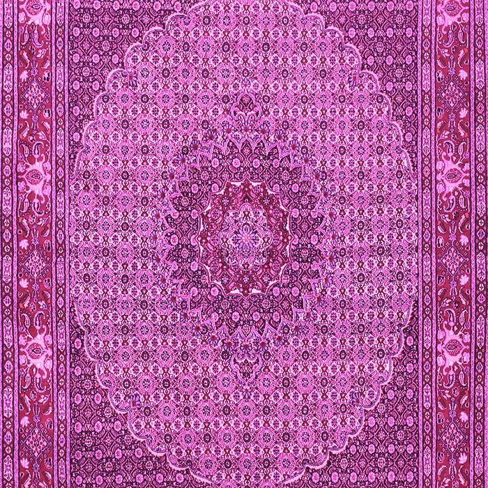 Machine Washable Medallion Pink Traditional Rug, wshtr957pnk