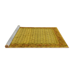 Sideview of Machine Washable Persian Yellow Traditional Rug, wshtr958yw