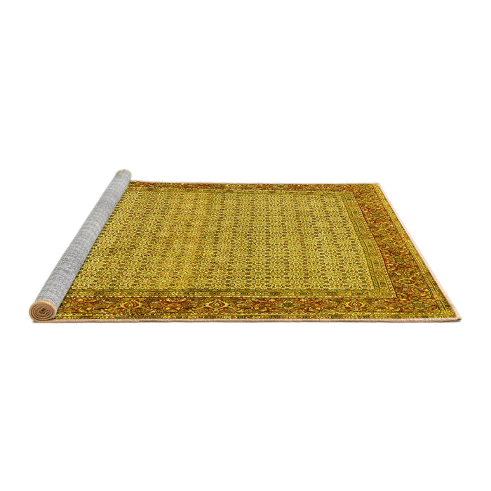 Sideview of Machine Washable Persian Yellow Traditional Rug, wshtr958yw