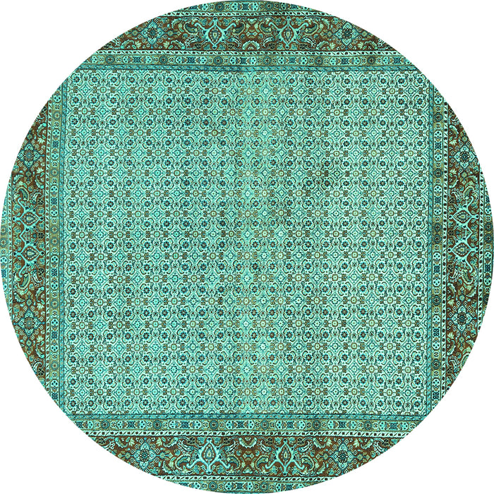 Round Machine Washable Persian Turquoise Traditional Area Rugs, wshtr958turq