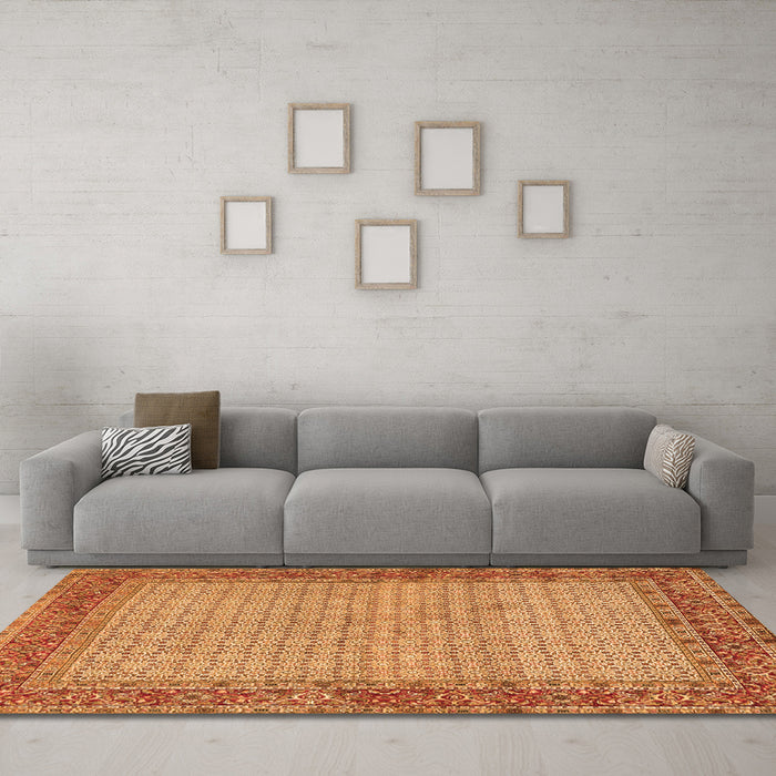 Machine Washable Persian Orange Traditional Area Rugs in a Living Room, wshtr958org