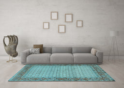 Machine Washable Persian Light Blue Traditional Rug in a Living Room, wshtr958lblu