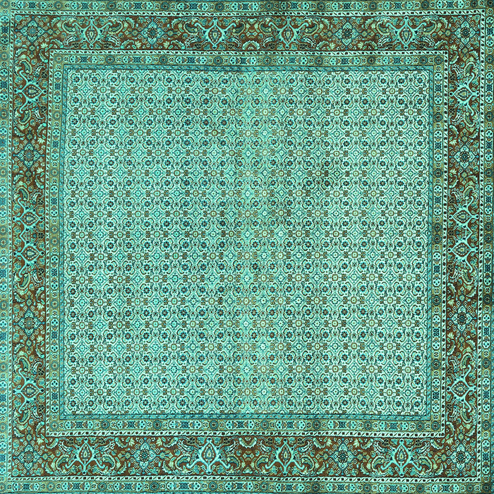 Square Machine Washable Persian Turquoise Traditional Area Rugs, wshtr958turq