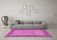 Machine Washable Persian Pink Traditional Rug, wshtr958pnk