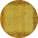 Round Persian Yellow Traditional Rug, tr958yw