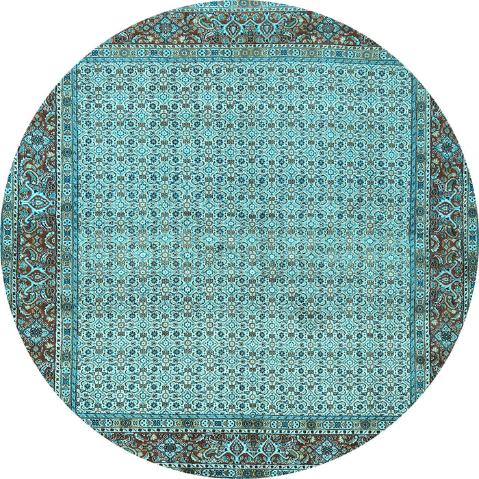 Round Machine Washable Persian Light Blue Traditional Rug, wshtr958lblu
