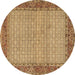 Round Persian Brown Traditional Rug, tr958brn