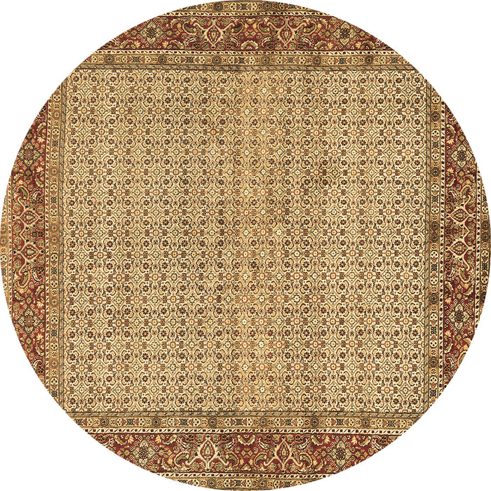 Round Machine Washable Persian Brown Traditional Rug, wshtr958brn