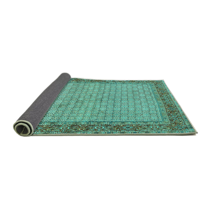 Sideview of Persian Turquoise Traditional Rug, tr958turq