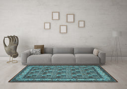 Machine Washable Persian Light Blue Traditional Rug in a Living Room, wshtr959lblu
