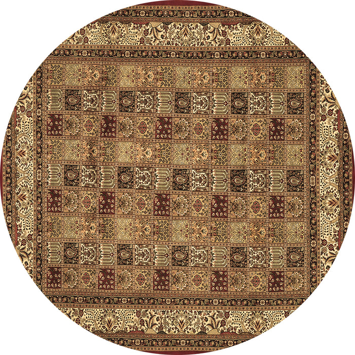 Round Persian Brown Traditional Rug, tr959brn