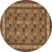 Round Persian Brown Traditional Rug, tr959brn