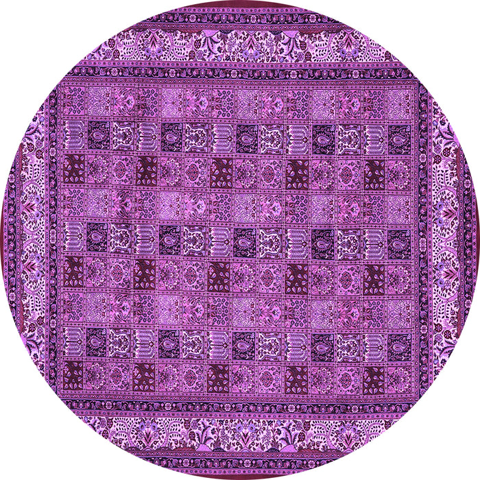Round Machine Washable Persian Purple Traditional Area Rugs, wshtr959pur