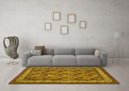 Machine Washable Persian Yellow Traditional Rug in a Living Room, wshtr959yw