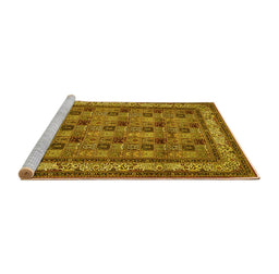 Sideview of Machine Washable Persian Yellow Traditional Rug, wshtr959yw