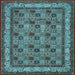 Square Machine Washable Persian Light Blue Traditional Rug, wshtr959lblu