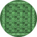 Round Persian Emerald Green Traditional Rug, tr959emgrn