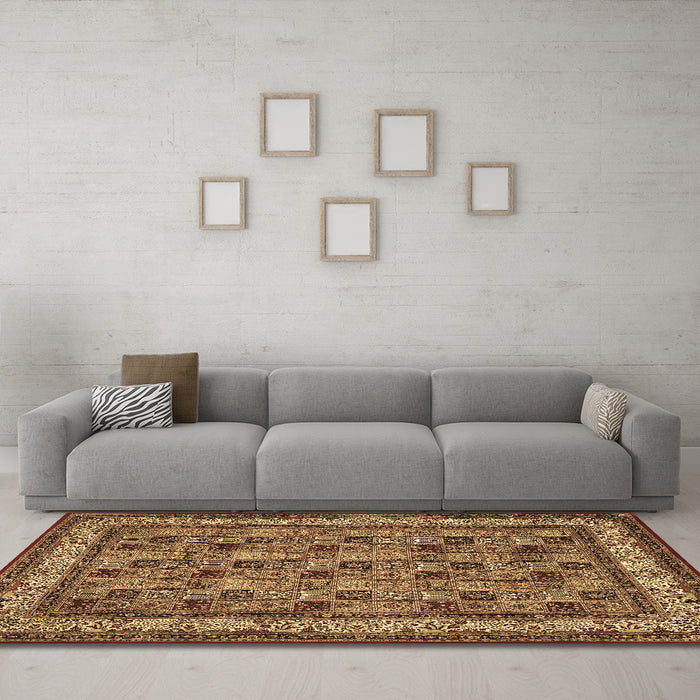 Machine Washable Persian Brown Traditional Rug in a Living Room,, wshtr959brn