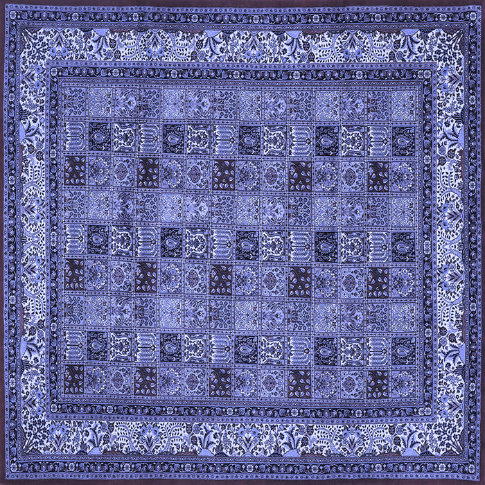 Square Machine Washable Persian Blue Traditional Rug, wshtr959blu