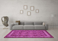 Machine Washable Persian Pink Traditional Rug, wshtr959pnk