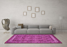 Machine Washable Persian Pink Traditional Rug in a Living Room, wshtr959pnk