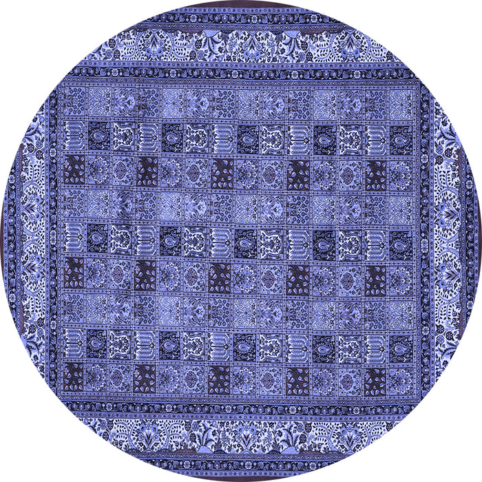 Round Machine Washable Persian Blue Traditional Rug, wshtr959blu