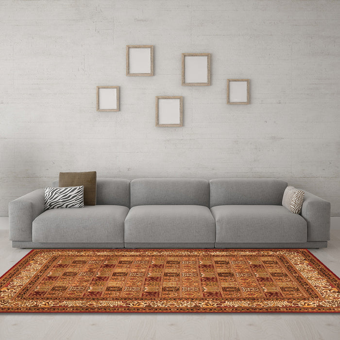 Machine Washable Persian Orange Traditional Area Rugs in a Living Room, wshtr959org