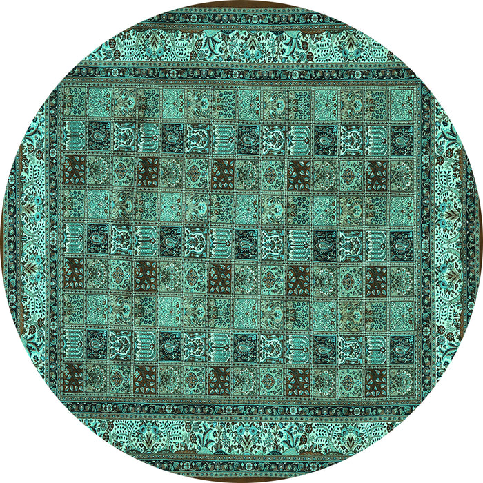 Round Persian Turquoise Traditional Rug, tr959turq