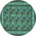 Round Persian Turquoise Traditional Rug, tr959turq