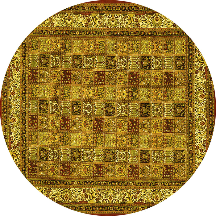 Round Persian Yellow Traditional Rug, tr959yw