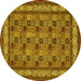 Round Persian Yellow Traditional Rug, tr959yw