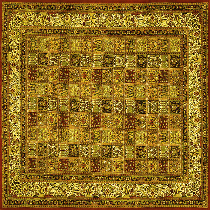 Square Machine Washable Persian Yellow Traditional Rug, wshtr959yw
