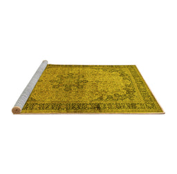 Sideview of Machine Washable Persian Yellow Traditional Rug, wshtr95yw