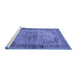 Sideview of Machine Washable Persian Blue Traditional Rug, wshtr95blu