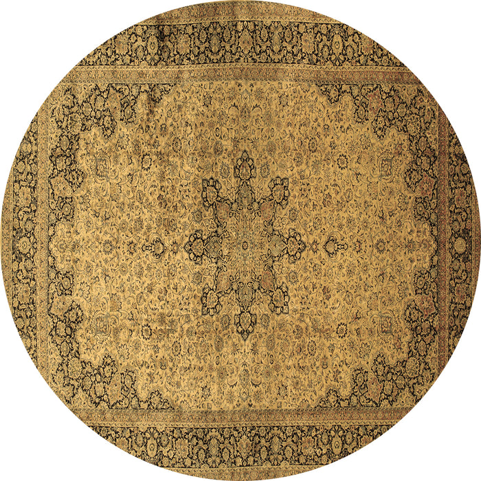 Round Persian Brown Traditional Rug, tr95brn
