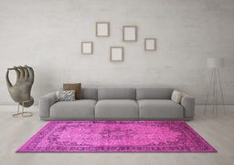 Machine Washable Persian Pink Traditional Rug in a Living Room, wshtr95pnk
