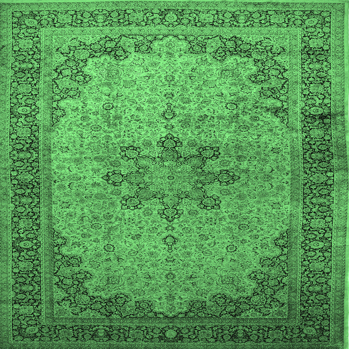 Square Machine Washable Persian Emerald Green Traditional Area Rugs, wshtr95emgrn