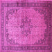 Square Machine Washable Persian Pink Traditional Rug, wshtr95pnk