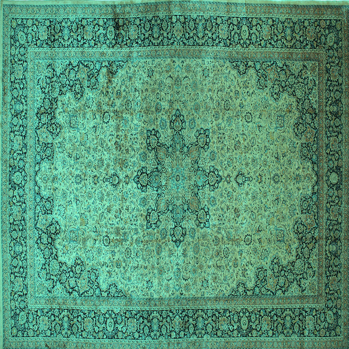 Square Machine Washable Persian Turquoise Traditional Area Rugs, wshtr95turq